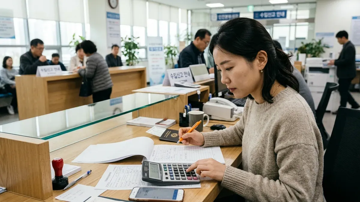 세액 계산을 하는 모습