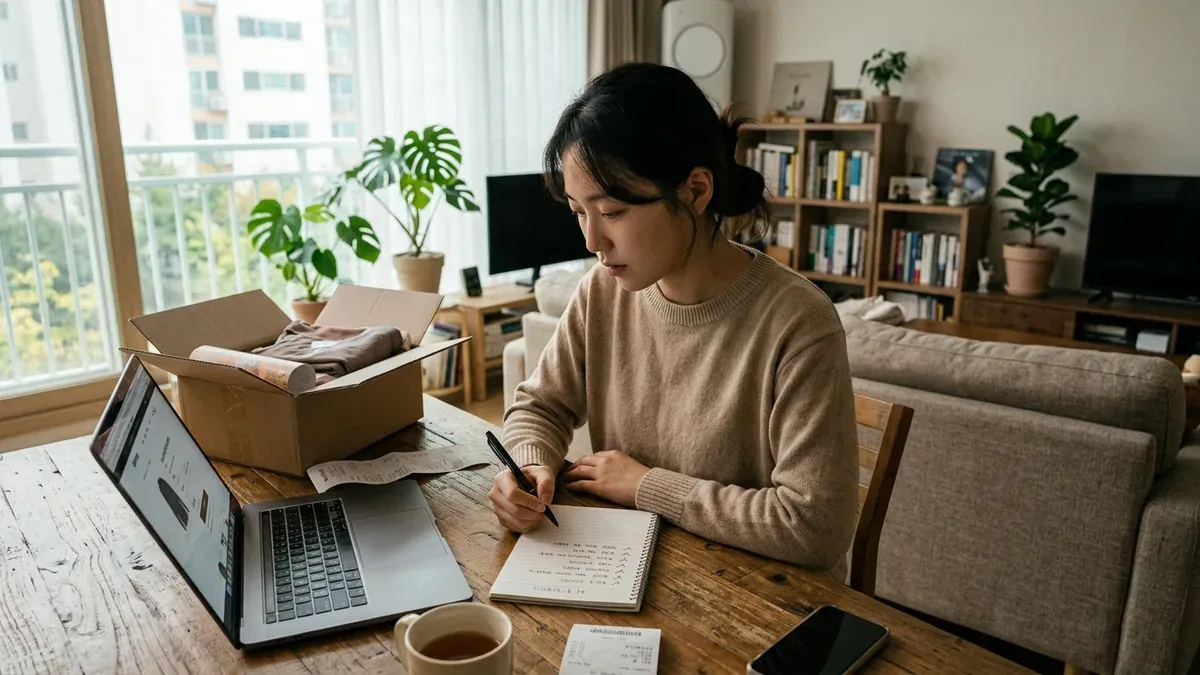 환불 신청 체크리스트를 살펴보는 장면