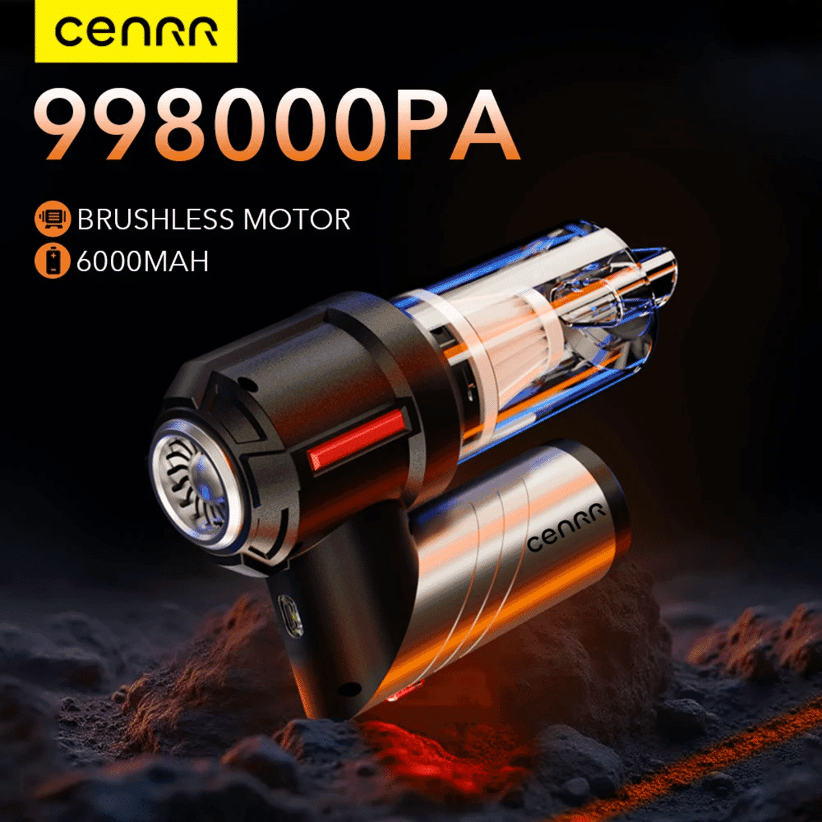 Cenrr 998000pa 휴대용 무선 차량용 청소기 – 강력한 흡입력
