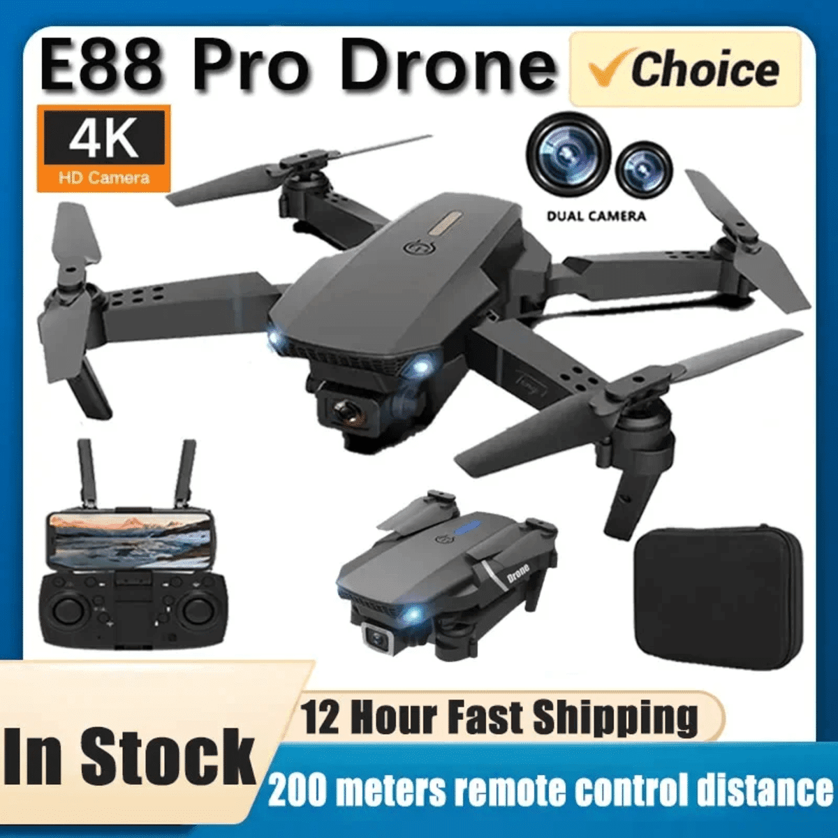 E88Pro 4K 듀얼 카메라 드론 – 와이드 앵글 HD 및 Wi-Fi 연결