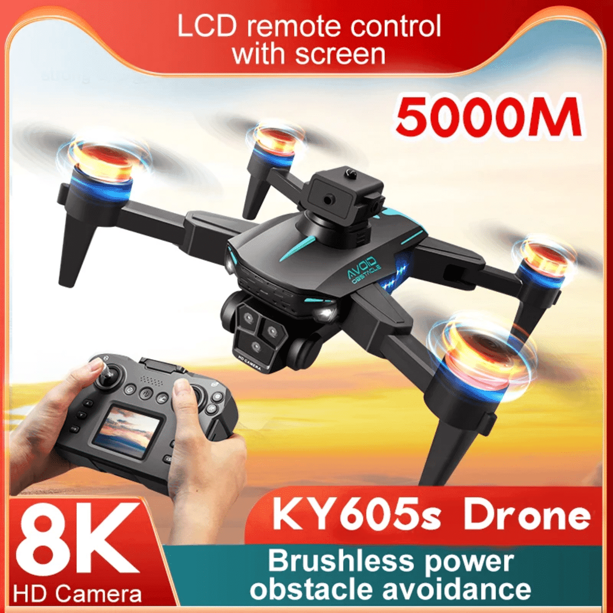 KY605S 드론 - 8K 광각 카메라 및 장애물 회피 기능